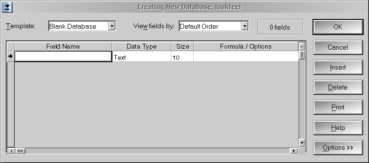 Approach field definition dialog