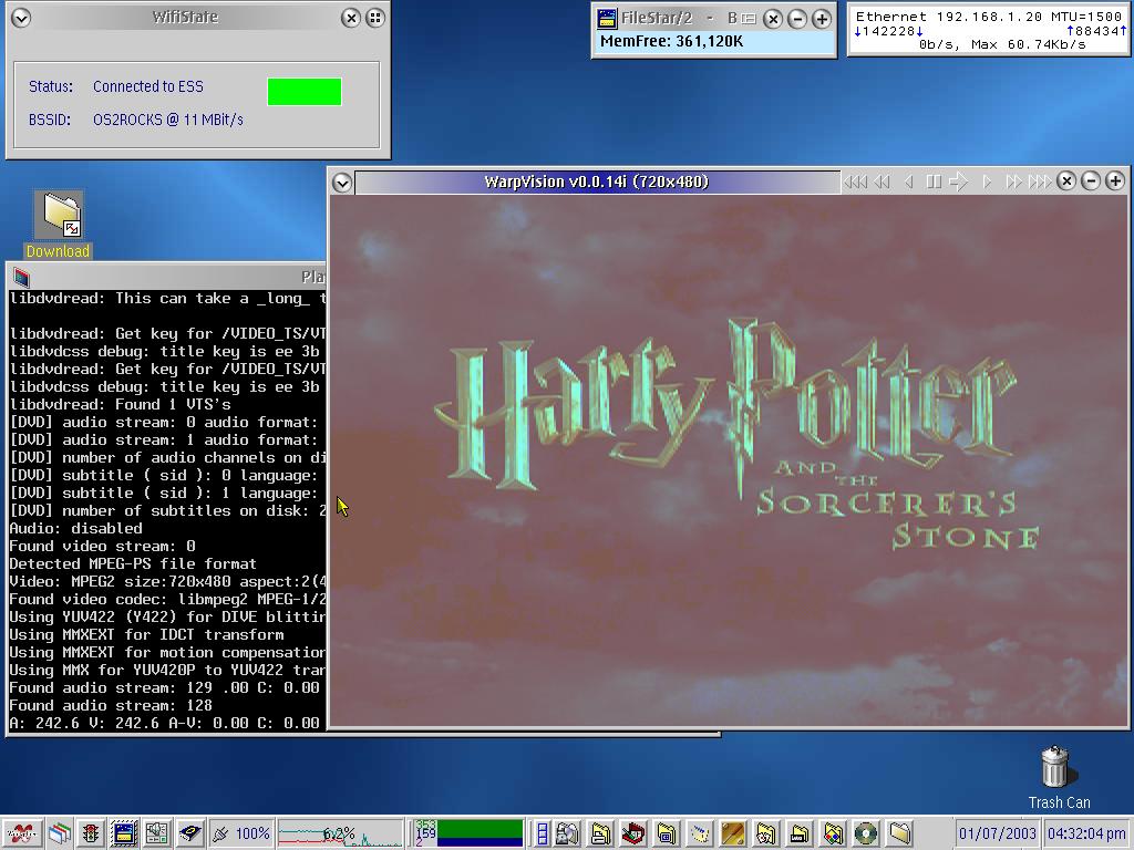 Playing a DVD in WarpvisionCLI under eCS 1.03