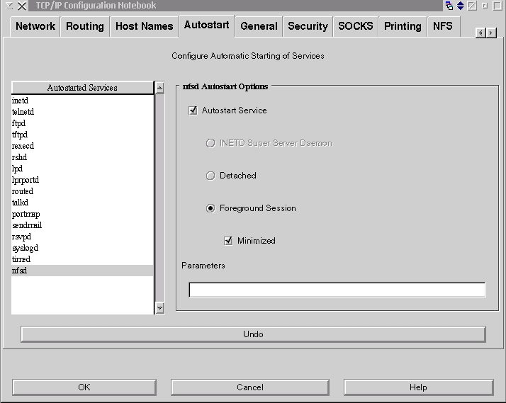 TCP/IP Configuration - Autostart tab