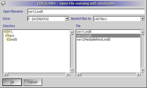 MD5 File Open Dialogue