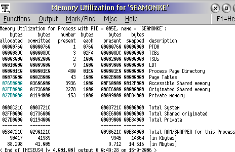 Memory utilization in Seamonkey