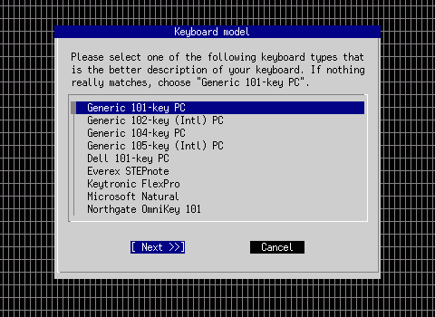 xf86cfg keyboard model dialog