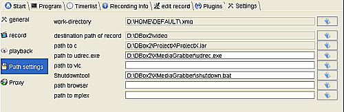 XMediaGrabber: div. Pfadeinstellungen