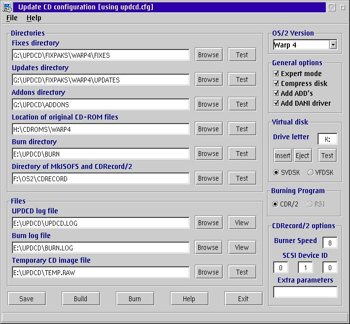 The graphical interface of UpdCD