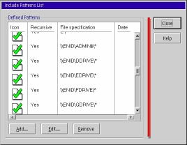 Include Pattern List