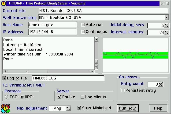 Figure 11. Time868 running as a server.