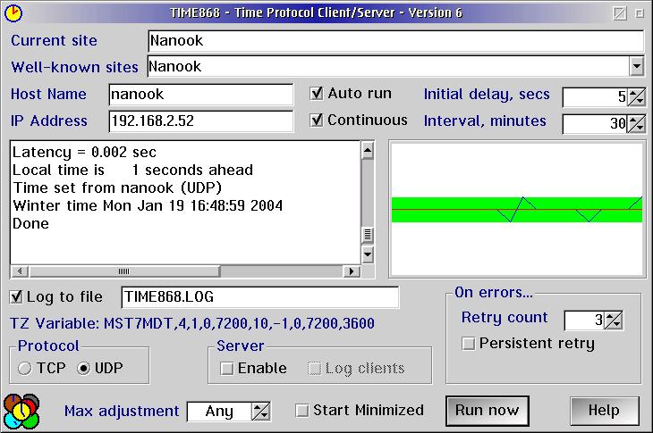 Figure 12. Time868 running as a client.