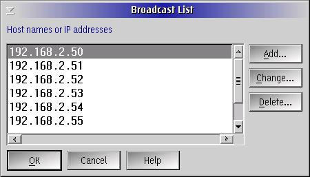 Figure 6. Broadcast list entry dialog.