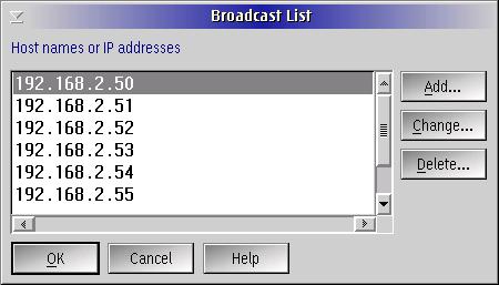 Figure 6. Broadcast list entry dialog.