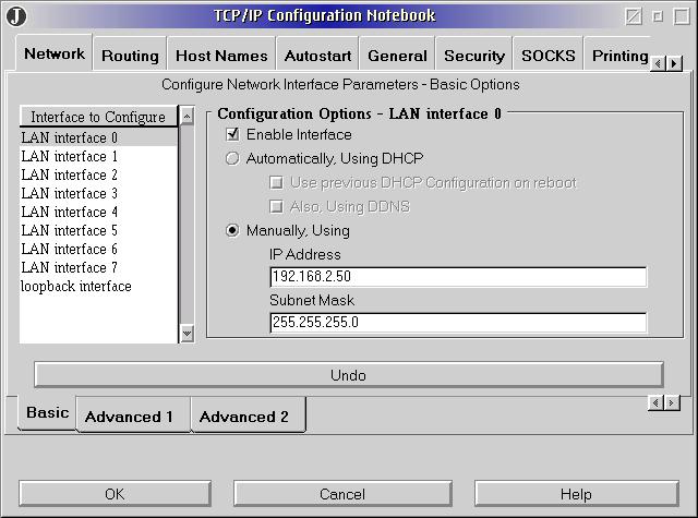 Figure 7. Network page in the TCP/IP Configuration notebook.