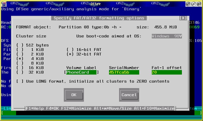 Formatierung der Partition mit FAT32 mit Hilfe von DFSee