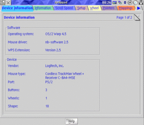 AMouse Device Information page