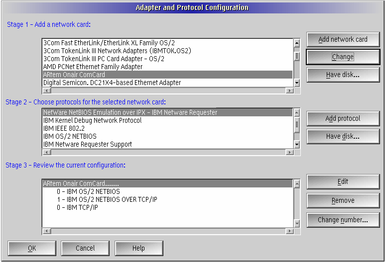 Adapter and Protocol Configuration changed