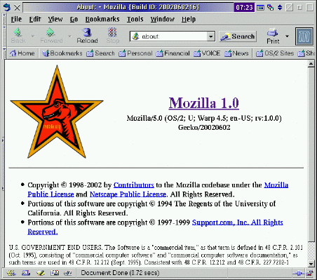 Mozilla for OS/2 1.0 - Classic theme