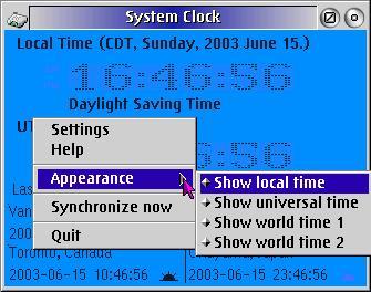 Figure 2. JPEG Picture of eCS Clock with menu for changing appearance activated.