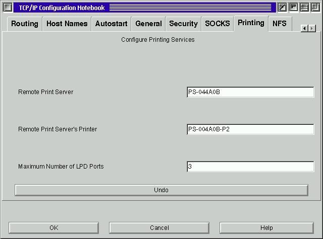 TCPIP Printing Tab