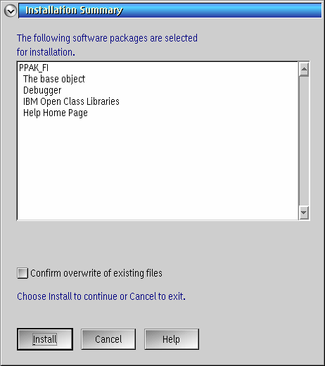 Installation confirmation dialog