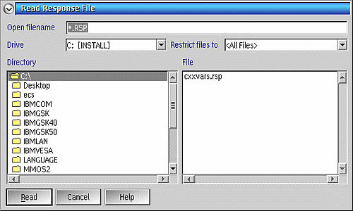 Selecting the partial response file