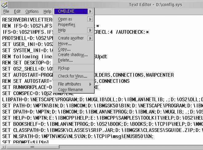 Accessing a file's menu from inside text