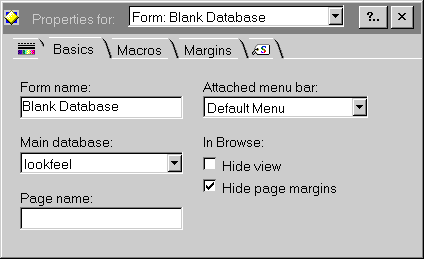 Form properties notebook