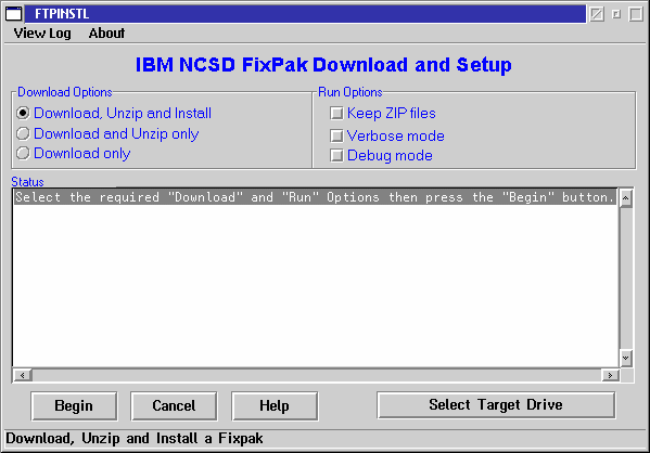 Der FTPINSTL.EXE-Programmbildschirm