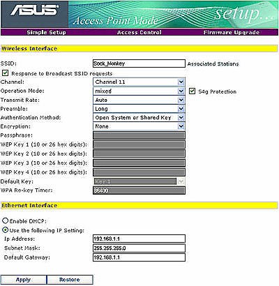 Setup AP-Modus