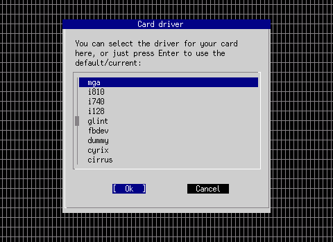 xf86cfg-Dialog Kartentreiber