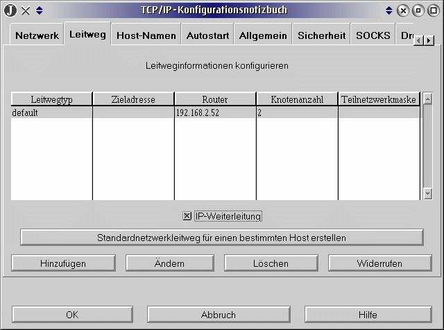 Abb. 8:
Seite Leitweg im TCP/IP-Konfigurationsnotizbuch