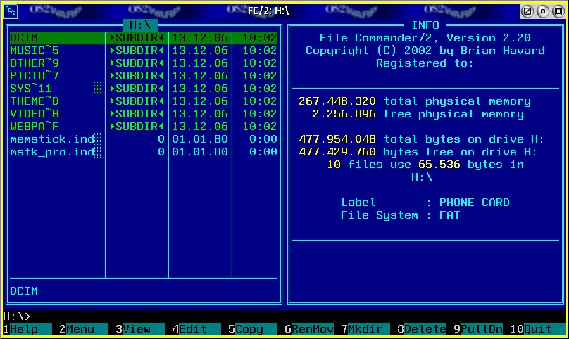 Verzeichnishierarchie auf der Speicherkarte im File Commander