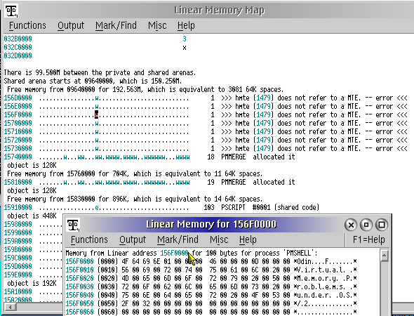 Example display of writable memory with clipboard text