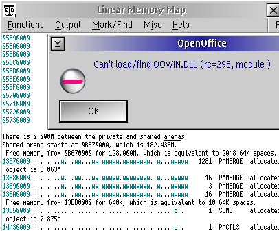 Failure to load OpenOffice.org due to fragmented memory