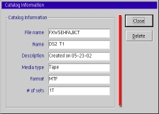Catalog Information window