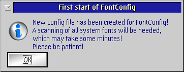 Die Konfigurationsdatei für FontConfig wird erstellt.