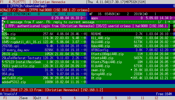 Meldung eines FFP-Logins