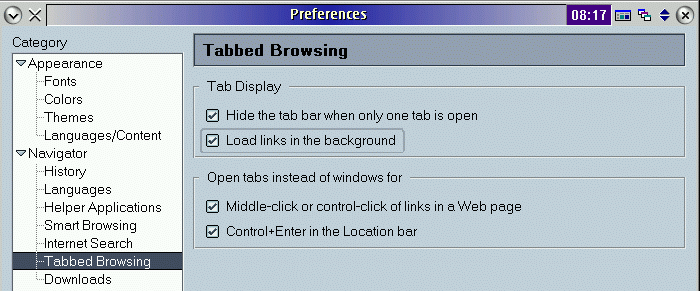 Mozilla Tabbed Browsing Prefernces