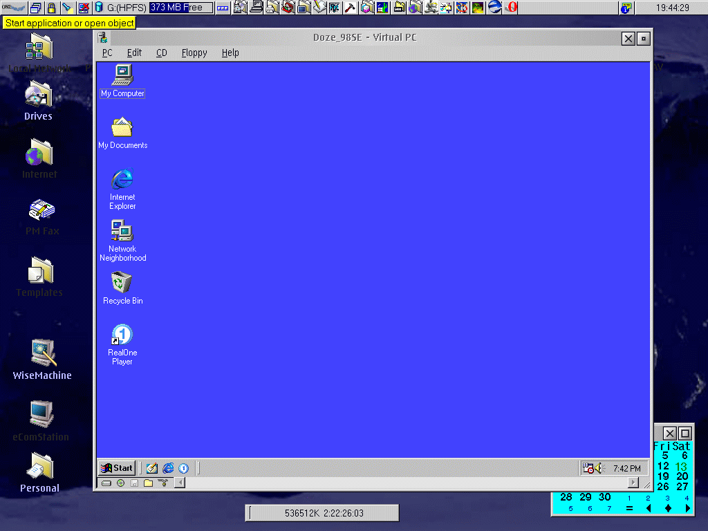 VPC for OS/2 running Windows98