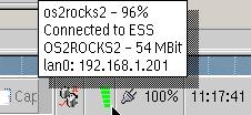 XWLAN Monitor on the eCenter showing the wireless connection