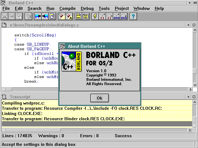  very similar to the Windows version of Borland's compilers, 
