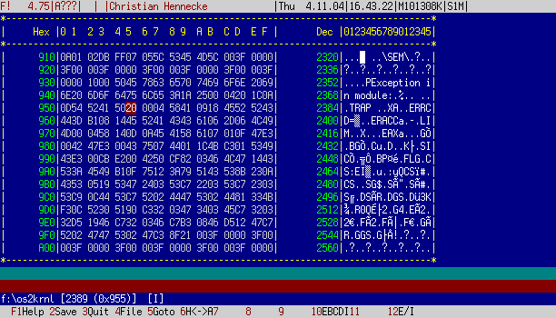 hex editor with OS/2 kernel