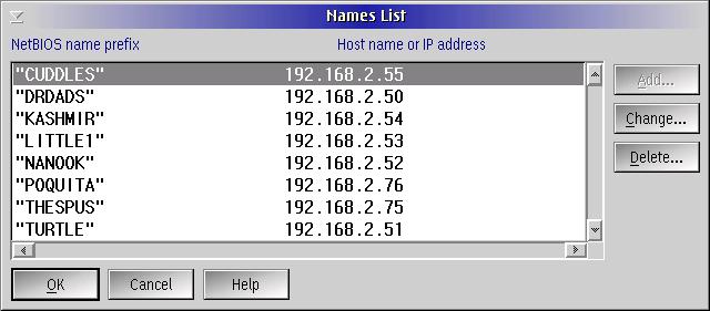 Figure 5. Names list entry dialog.