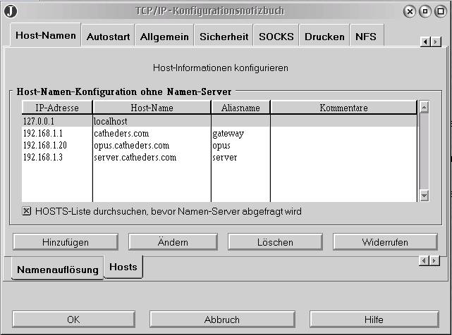 TCP/IP-Konfigurationsnotizbuch